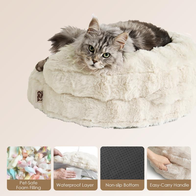 EHEYCIGA Dog Bed and Cat Couch – Fluffy Faux Rabbit Fur Pet Sofa for Dogs and Cats, Washable Removable Cover, Waterproof and Non-Slip,